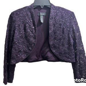 R & MRuchards Lavender/ purple sequin detail lace cropped Jacket